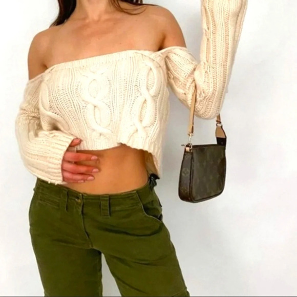 90s Y2K Body By Victoria Cashmere Cable Knit Sweater, Soft Cream Women's, Large - Picture 1 of 6